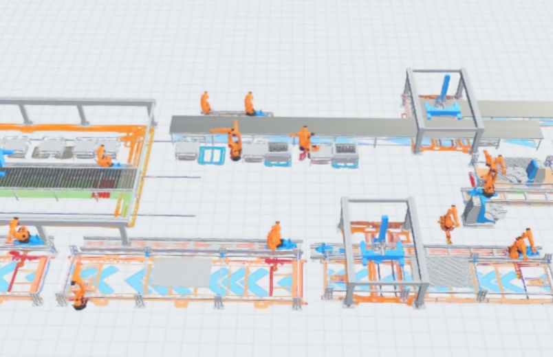 Intelligent cutting and sorting line simulation scene